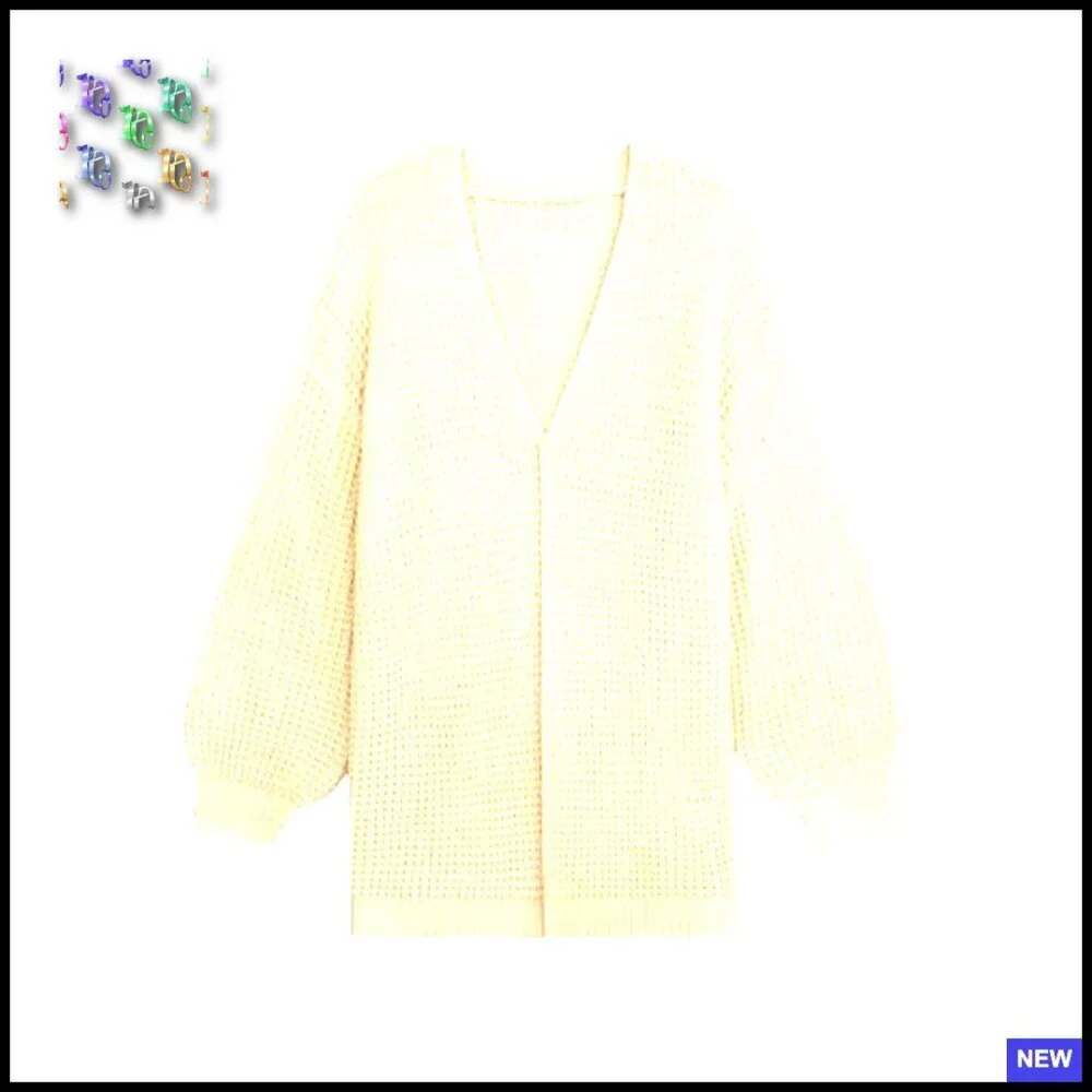 Oversized Waffle Knit Cardigan Lightweight Open Front Duster Sweater Casual Chic - Picture 2 of 7